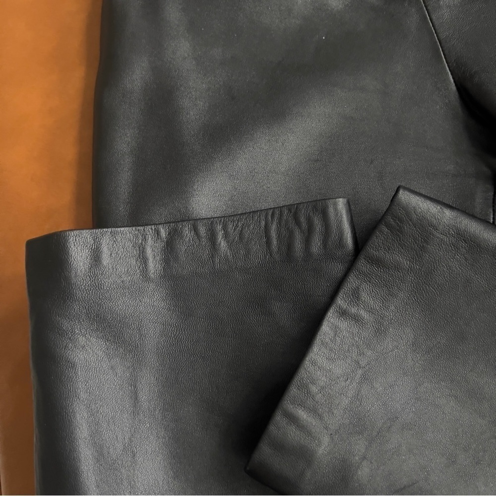 Hugo Buscati High Waisted Straight Black Genuine Leather Pants Size 4 - Picture 12 of 13